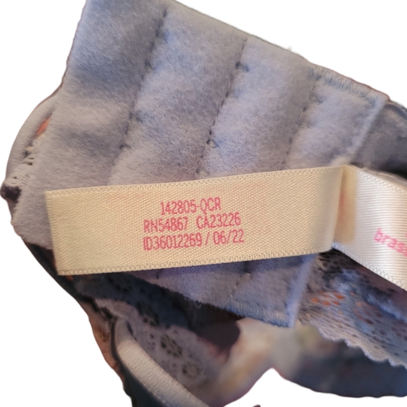 PINK Victoria's Secret Size XL Floral Lace Blue TieDie Push Up Bralette Bra 2022 - Picture 7 of 10